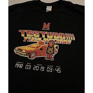 RARE 2019 University Maryland Terps NCAA Back To Future DeLorean T-Shirt LARGE